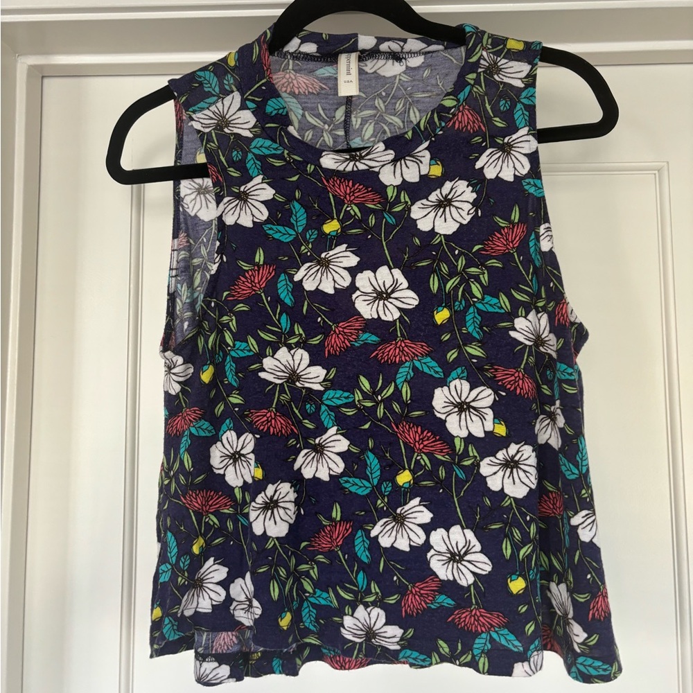 Dark Blue Floral Tank - Vintage